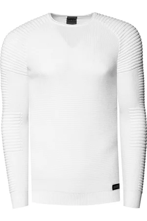 Rusty Neal Slim fit fijngebreide biker trui met ronde hals