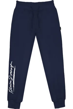 Philipp Plein Marineblauwe joggingbroek met groot handtekeninglogo