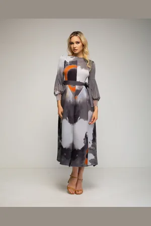 Tantra Geplooide midi-jurk met bloemenprint