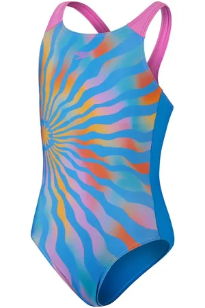 Speedo Eendelig badpak met opdruk voor meisjes ( /Geel)
