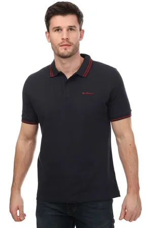 Ben Sherman Heren poloshirt met dubbele punten (Marine)