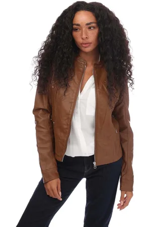 VERO MODA Dames/Dames Favodona Faux Leren Jas (Cognac)