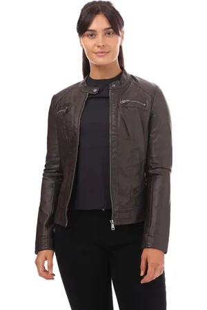 ONLY Dames/Dames Bandit Faux Leren Bikerjasje (Chocolade)