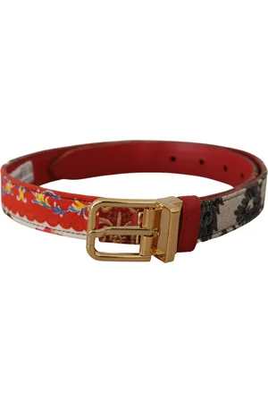 Dolce & Gabbana Prachtige Majolica Patchwork Gouden Metalen Gesp Riem