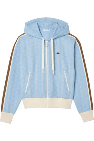 Lacoste Dames/Dames Jacquard Monogram Full Zip Hoodie (Lichtblauw/Wit)