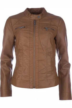 ONLY Dames/Dames Bandit Faux Leren Bikerjasje (Cognac)
