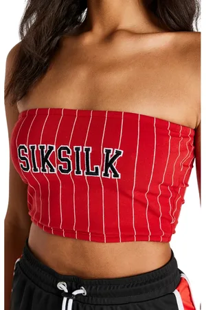 SikSilk Dames/Dames Pinstripe Bandeau Crop Top