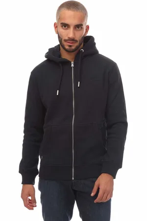 Superdry Heren geborduurd logo Vintage Full Zip Hoodie (Marine)