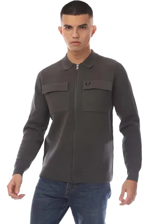 Fred Perry Cardigan met grafische print voor heren (Gunmetal)