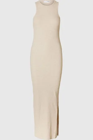 SELECTED Geribd Katoen Maxi Jurk