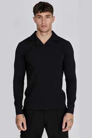 SikSilk Heren Zwarte Smart Revere Polo XS