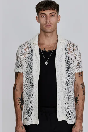SikSilk Heren Kant Resort Shirt XS