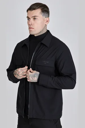 SikSilk Heren Zwarte Utility Overshirt M