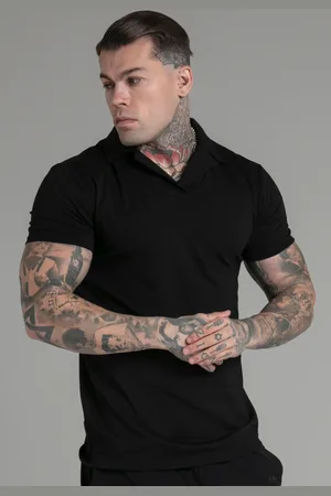 SikSilk Heren Zwart Slim Revere Polo S