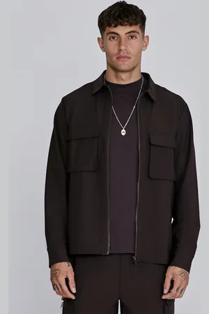 SikSilk Heren Bruin Volledig Ritssluiting Overshirt S
