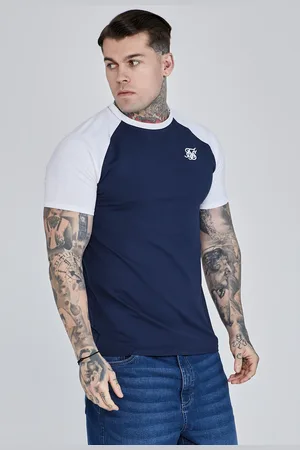 SikSilk Heren Marine,Wit Raglan T-Shirt XS