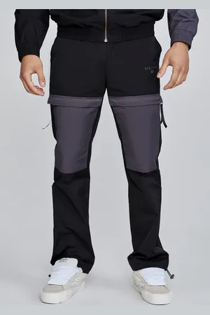 SikSilk Heren Zwarte Cut And Sew Joggers S