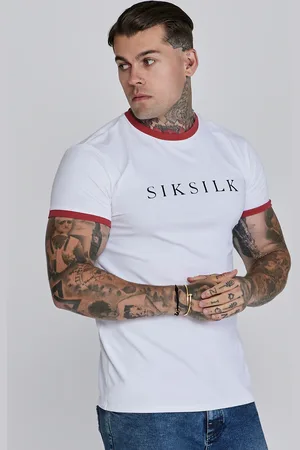 SikSilk Heren Wit Rood Ringer T-Shirt S