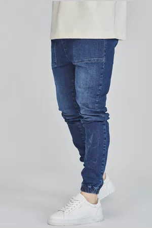 SikSilk Heren Blauwe Denim Joggers S