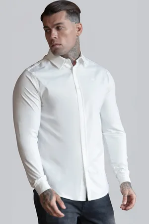 SikSilk Heren Wit Essentials Lange Mouw Shirt S