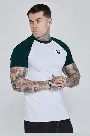 SikSilk Heren Wit,Groen Raglan T-Shirt XS