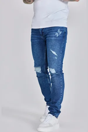 SikSilk Heren Blauwe Versleten Slim Fit Jeans 30