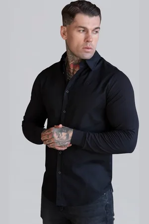 SikSilk Heren Zwart Essentials Lange Mouw Shirt S