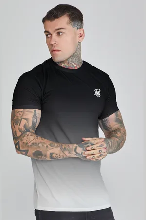 SikSilk Heren Zwart Wit Vervagend T-Shirt S