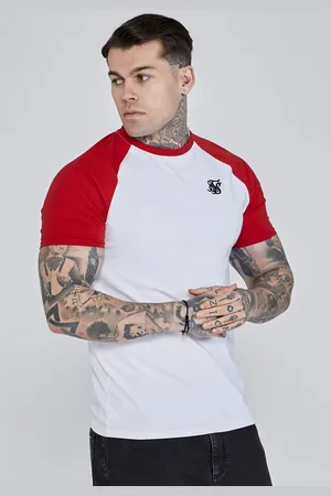 SikSilk Heren Wit,Rood Raglan T-Shirt XS