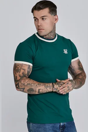 SikSilk Heren Groen Ringer T-Shirt S