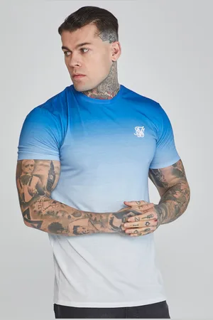 SikSilk Heren Blauw Wit Vervaging T-Shirt XS