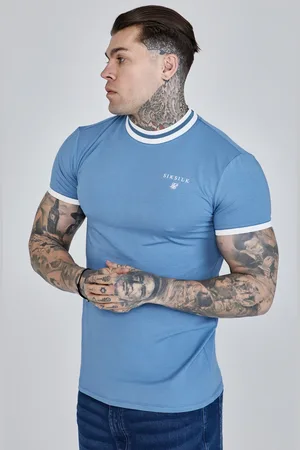 SikSilk Heren Blauw Ringer T-Shirt S