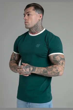 SikSilk Heren Groen Ringer T Shirt S