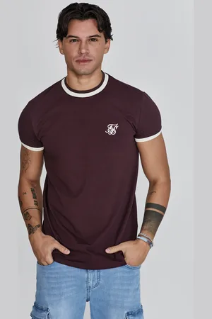 SikSilk Heren Bordeaux Ringer T-Shirt S