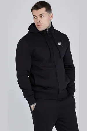 SikSilk Heren Zwart Essentieel Rits Door Trechter Capuchontrui XS