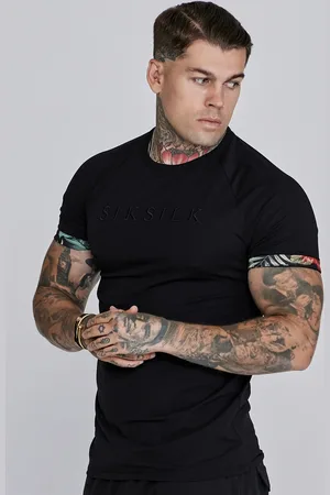 SikSilk Heren Zwart Oprolmouw T-shirt M