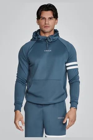 SikSilk Heren Blauwe Muscle Fit Hoodie XS