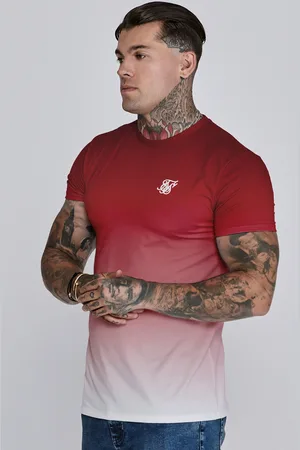 SikSilk Heren Rood Wit Vervagend T-Shirt XS