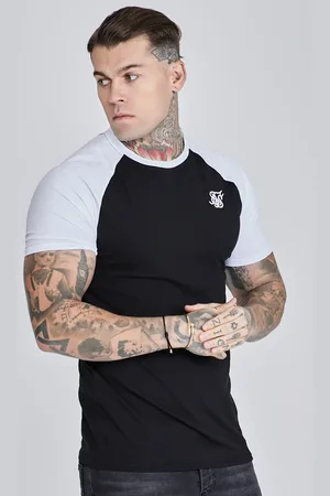SikSilk Heren Zwart en Wit Raglan T Shirt XS