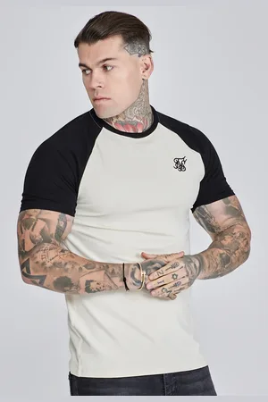 SikSilk Heren Ecru en Zwart Raglan T Shirt XS