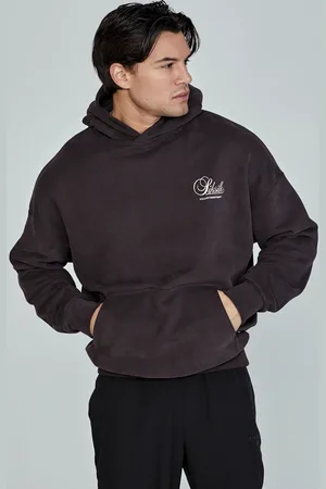 SikSilk Heren Bruine Grafische Hoodie XS