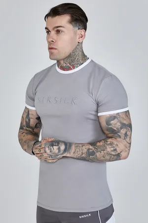 SikSilk Heren Grijze Ringer T-Shirt S