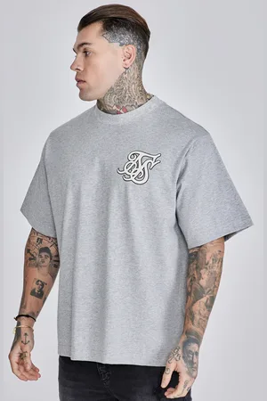 SikSilk S/S Cut and Sew Grandad Shirt - Navy & White XS