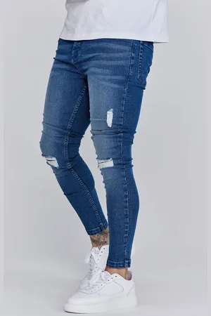SikSilk Mens Denims Washed Mid Blue 28
