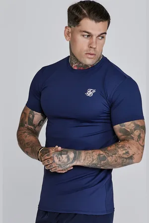 SikSilk Heren Marine Spierpasvorm T-shirt XS