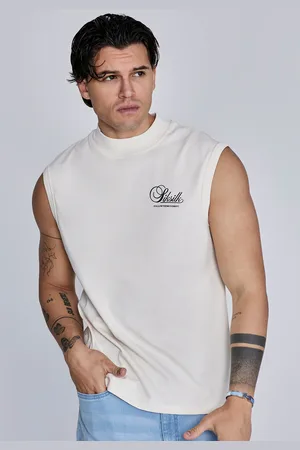 SikSilk Heren Ecru Mouwloos T-shirt XS