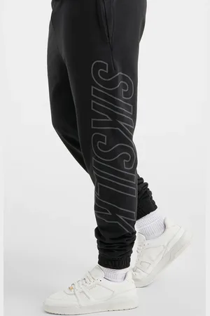 SikSilk Heren Zwarte Sport Ontspannen Pasvorm Groot Merk Broek XS
