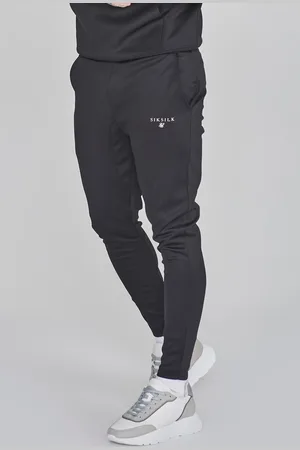 SikSilk Heren Zwarte Essentials Poly Joggers XS