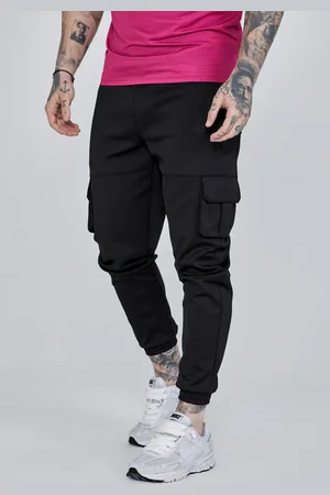 SikSilk Heren Zwarte Cargo Joggers S