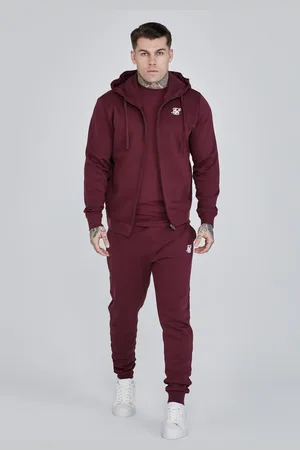 SikSilk Heren Bordeauxrode Essentials Volledige Rits Hoodie XS